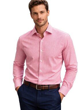 James Tattersall Button Down Shirt Checks Size M Orange Red 100% Cotton